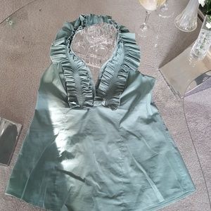 BCBG gorgeous pleate ruffled halter top green
